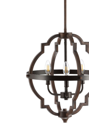 Ogee 16.75" Adjustable Iron Rustic Industrial LED Pendant - JONATHAN Y